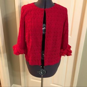 Joan Rivers red lace jacket. Size xs